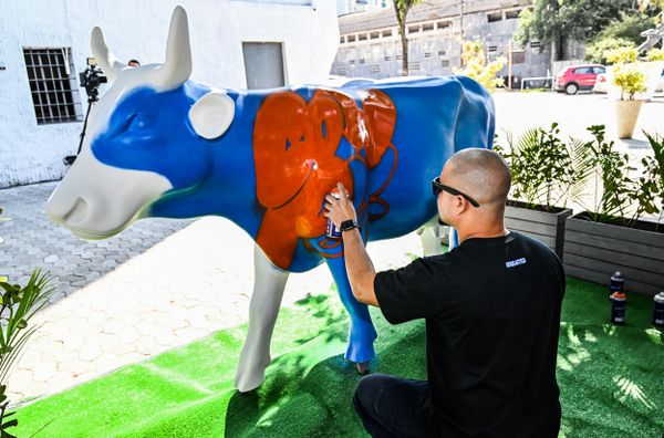 Starley foi o responsável por pintar a vaca que abre as inscrições para a exposição CowParade Vitória/Vila Velha