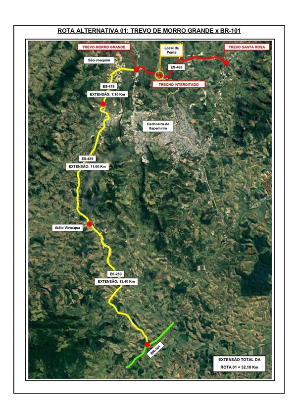 Trecho da ES-488 será interditado em Cachoeiro para obras em ponte  por DER ES 