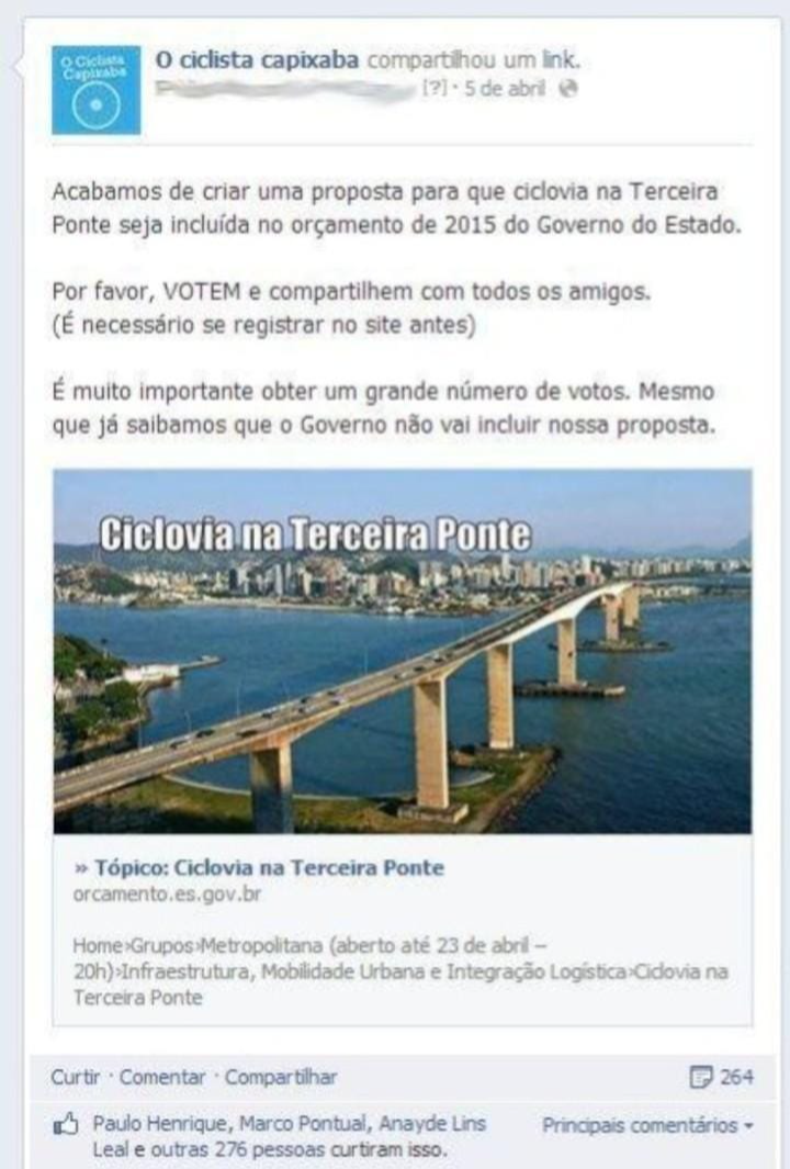 Bom Dia ES, Plano para socorro de ciclistas na ciclovia da Terceira Ponte