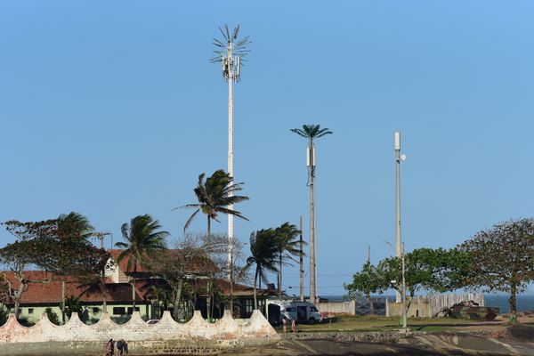 Antena camuflada como coqueiro instalada no Siribeira Clube em Guarapari por Vitor Jubini