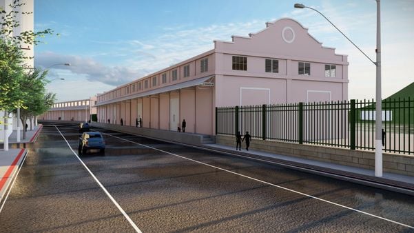 Projeção de como ficarão galpões do Porto de Vitória; cor ainda será definida