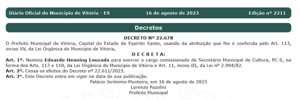 Nomeação de Edu Henning em Vitória