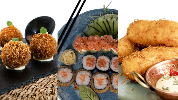 Bolinho de costela, combinado japonês e croquete de camarão são alguns dos pratos disponíveis no 1º Festival Gastronômico & Cultural de São Mateus