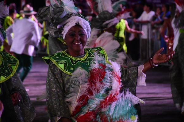 Minidesfile da Unidos de Jucutuquara no 2º dia de evento, no Pátio das Alegorias, em Vitória por Divulgação/Liesge