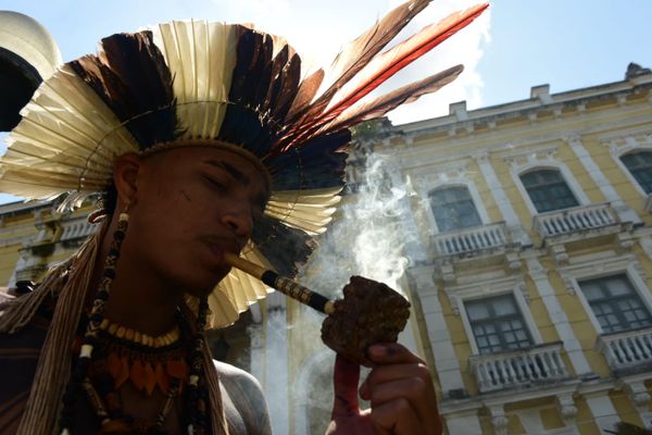 Indígenas fazem manifestação contra marco temporal por Ricardo Medeiros