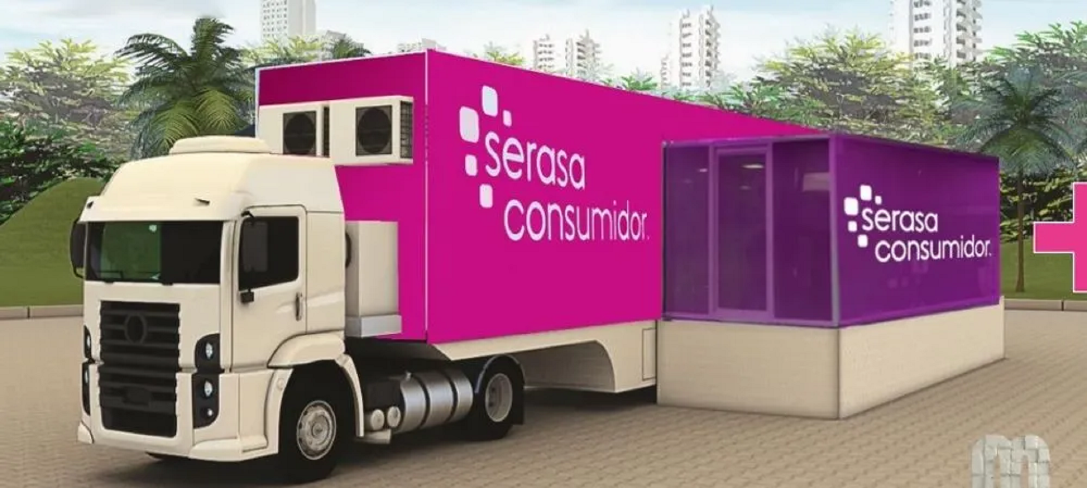 O caminhão rosa, que já percorreu várias cidades do país, vai disponibilizar ainda solicitação de empréstimo e consulta de pontuação de crédito