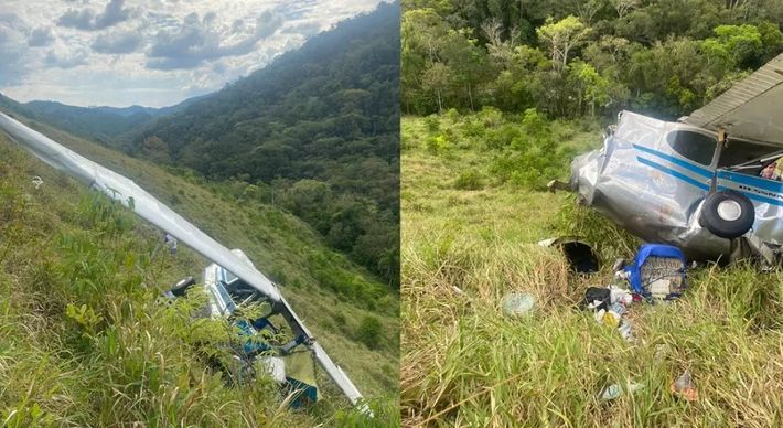 A aeronave caiu em uma ribanceira após morador afirmar que tinha visto uma aeronave voando baixo e com um barulho forte