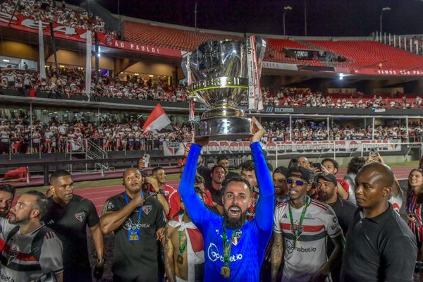 Elenco do São Paulo comemora título da Copa do Brasil no Morumbi por Paulo Souza/Divulgação