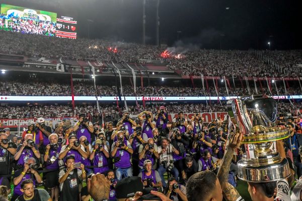 Elenco do São Paulo comemora título da Copa do Brasil no Morumbi por Paulo Souza/Divulgação