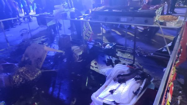 Incêndio em barraca de festa de Guaçuí assusta público  por Corpo de Bombeiros