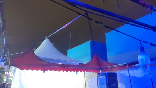 Incêndio em barraca de festa de Guaçuí assusta público  por Corpo de Bombeiros