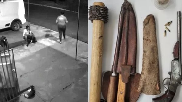 magens divulgadas pela Polícia Civil do Mato Grosso do Sul mostram armas apreendidas com homem que perseguia e vigiava mulheres na cidade de Rio Negro