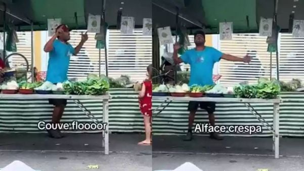 Feirante viraliza com paródia de Bruno Mars para vender alface e couve flor