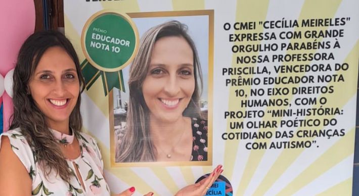 Priscilla Castro dos Santos, de escola de educação infantil de Vitória, é uma das ganhadoras do 'Prêmio Educador Nota 10'