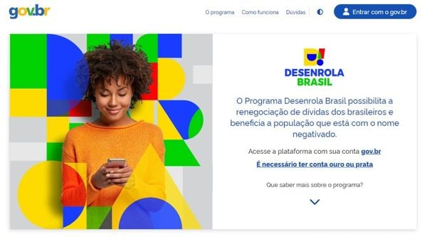 Página principal do Programa Desenrola Brasil