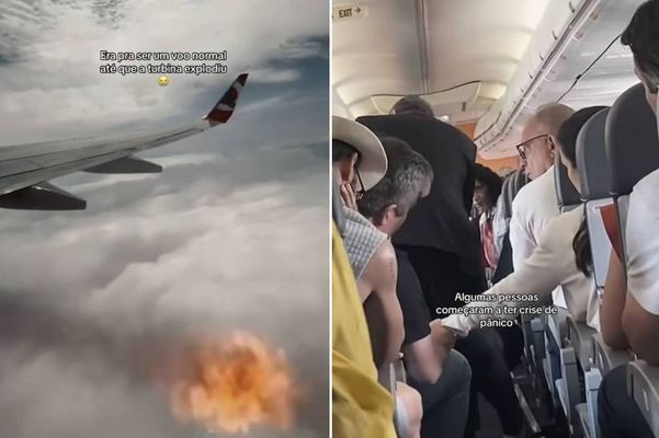 Passageira capturou o momento da explosão de uma das turbinas em um vídeo que circulou nas redes sociais