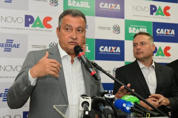 Ministro da Casa Civil, Rui Costa, e ministro dos Transportes Renan Filho no lançamento do PAC no ES