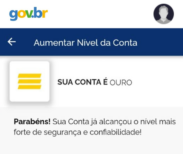 A conta ouro é o nível mais alto de segurança e confiabilidade do perfil, liberando todas as vantagens da plataforma gov.br para os usuários.