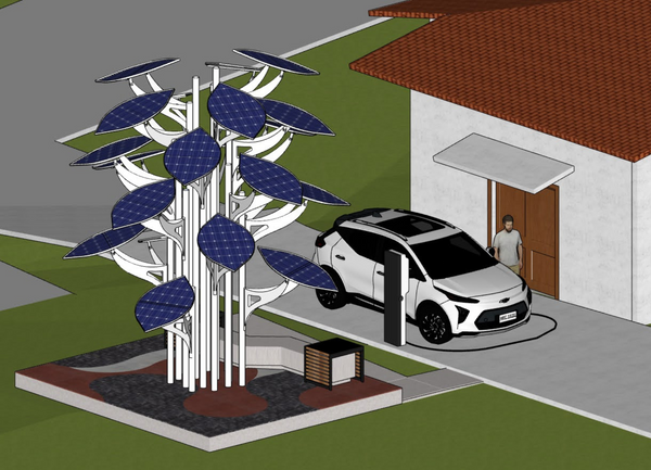 Simulação 3D da Árvore Solar em um ambiente residencial 