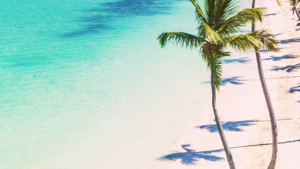 Punta Cana tem litoral de 48 km de praias regadas por um “mar de coqueiros” a beira-mar e enormes resorts de diferentes redes hoteleiras, quase todos na modalidade all-inclusive