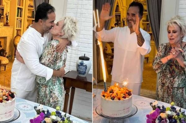 Ana Maria Braga comemorou o aniversário de 53 anos do namorado, o jornalista Fábio Arruda, no último domingo (29)