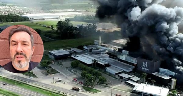 Alê Costa está em Linhares para acompanhar os trabalhos dos bombeiros na fábrica que pegou fogo na madrugada desta terça-feira (7)