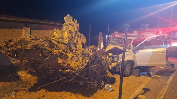 Homem morre e outro fica ferido após carro colidir com tronco de árvore em no ES