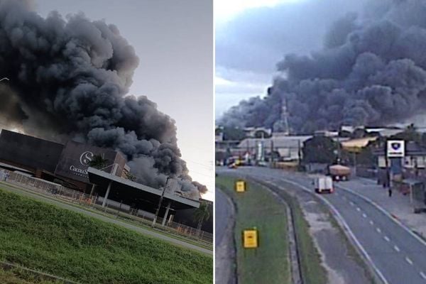 Incêndio atinge fábrica da Cacau Show em Linhares por Reprodução