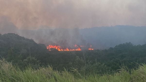 Área de mata pega fogo no bairro Portal de Jacaraípe, na Serra