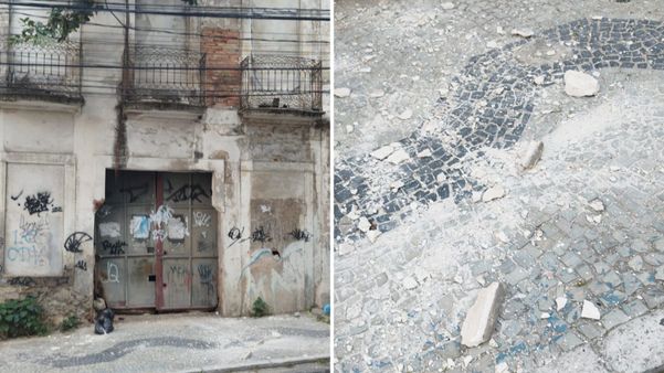 Pedras de marquise quase atingiram pedestre no Centro de Vitória