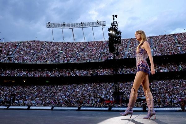A cantora norte-america Taylor Swift, durante show da turnê The Eras Tour 