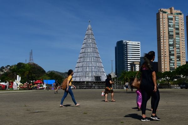 Montagem da árvore e vila do papai noel na Praça do Papa por Fernando Madeira