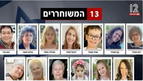 Reféns libertados pelo Hamas nesta sexta-feira (24)