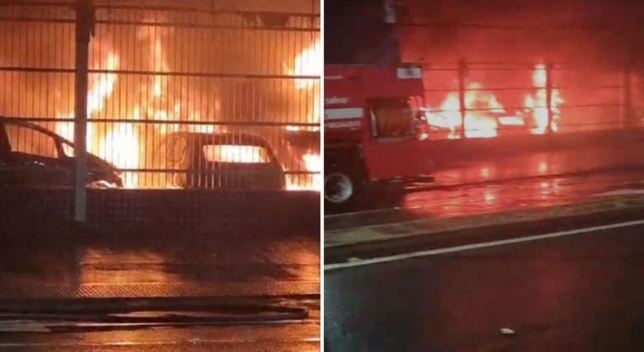 Corpo de Bombeiros foi acionado por volta das 3 horas da madrugada; segundo a corporação, há indícios de que o incêndio tenha sido criminoso