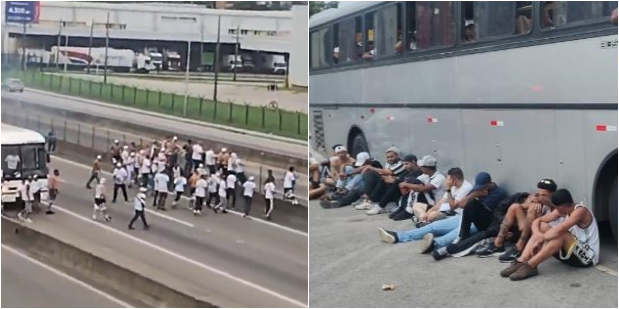 Ônibus com as organizadas do Santos sofreram duas emboscadas de uma organizada do Botafogo ao longo da Rodovia Presidente Dutra, culminando em confusão generalizada no Rio de Janeiro