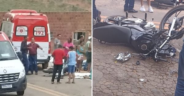 Motociclista morreu no local e dois ocupantes da outra moto foram socorridos por uma equipe do Samu após acidente no domingo (3)