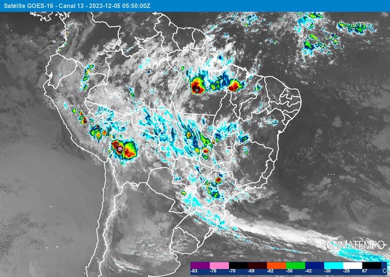 Imagens de satélite mostram ausência de nebulosidade sobre o território capixaba e próximos dias não devem ter chuva no Estado
