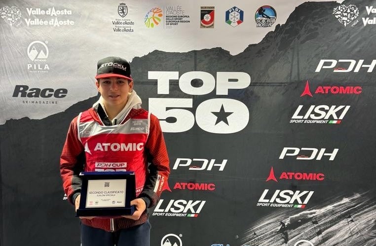 Jovem de 13 anos ficou na segunda colocação na modalidade Slalom na segunda descida do Top 50 PDH Cup, em Pila, na cidade de Aosta