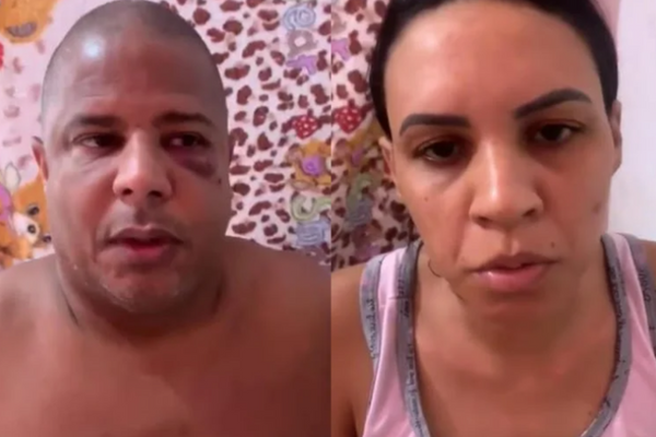 Ex-jogador do Corinthians aparece com o olho roxo em vídeo supostamente no cativeiro. A mulher aparece ao lado e confirma a versão de Carioca