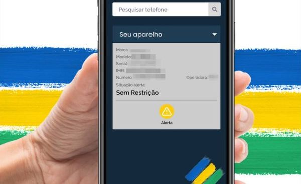 Na tela com informações sobre o celular, a pessoa deve apertar no botação alerta. Operadoras e bancos, então, recebem notificçaão para einterromper serviços vinculados ao aparelho extraviado por Reprodução/Governo federal