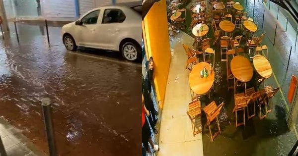 Chuva de sexta-feira (22) alagou bares e restaurantes do reduto boêmio de Jardim da Penha, que recentemente passou por obras de revitalização