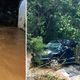 Imagem - Chuva causa estragos e carro vai parar dentro de rio em Itarana