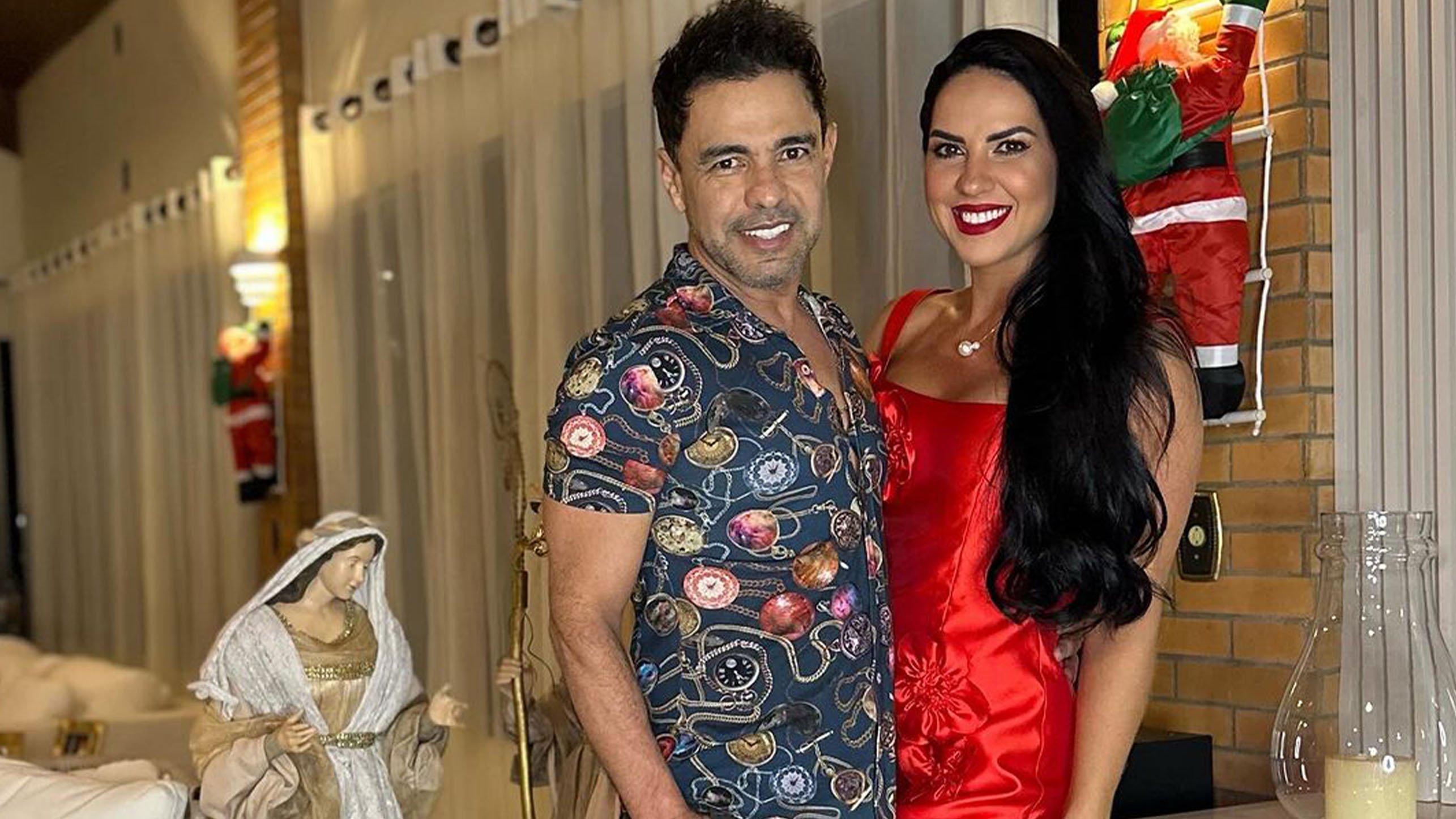 Zezé Di Camargo e Graciele Lacerda passaram a noite juntos com 'parte da família', como ela escreveu no Instagram, na fazenda do cantor