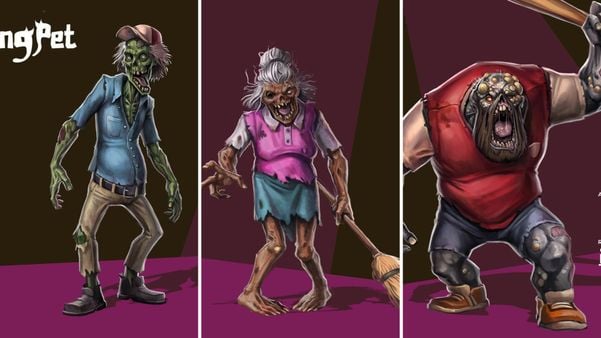 Pedrinho Botija, Dona Celma e Maurício Chumbinho (da esquerda para a direita) são os zumbis de The Walking Pet