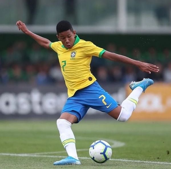 Savinho em ação pela Seleção Brasileira de base