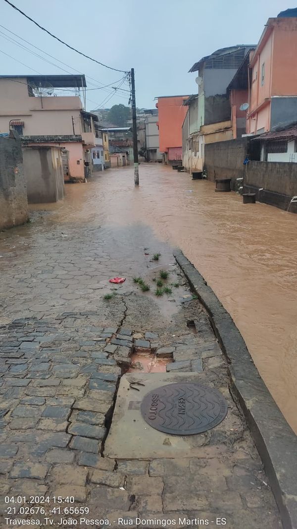 Ruas alagadas na quarta-feira (4) em São José do Calçado por Defesa Civil de São José do Calçado