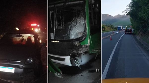 Motociclista morre ao se envolver acidente entre ônibus e carro 