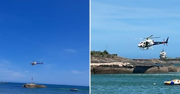 Um banhista ficou preso em uma pedra na região da Praia da Costa e resgate emocionou banhistas de Vila Velha na tarde deste sábado (13)