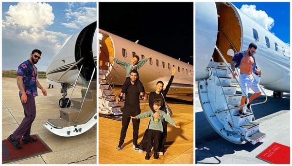 Em outras postagens, Gusttavo Lima aparece viajando pelo Brasil em grandes aviões