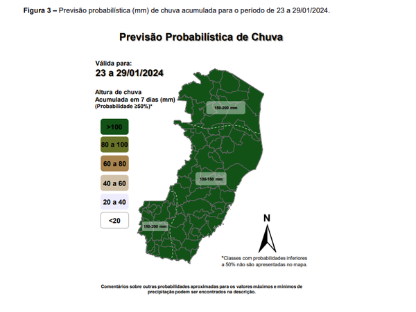Chuva forte deve gerar acumulados de até 200 mm no Norte e Sul do ES